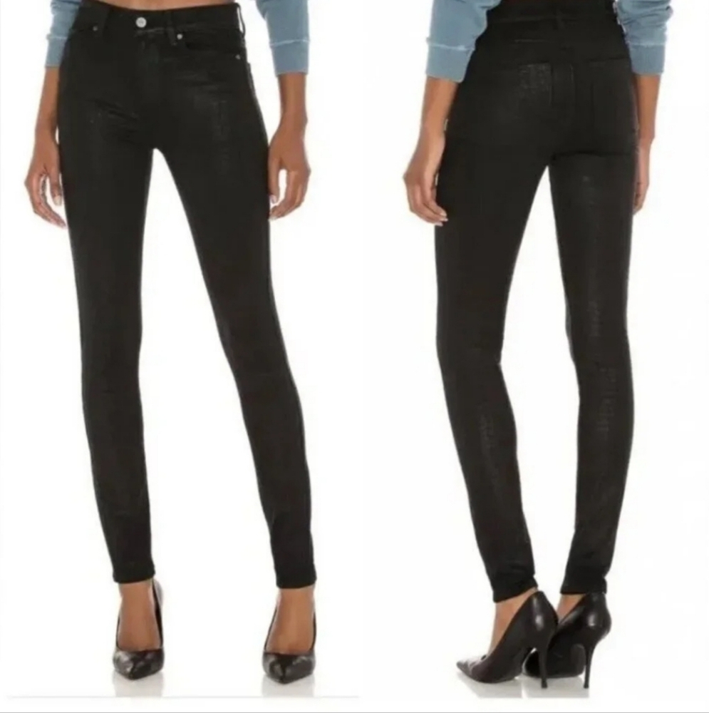 NWOT Women's Paige Hoxton Ultra Croc Lux Coated Skinny Jeans
